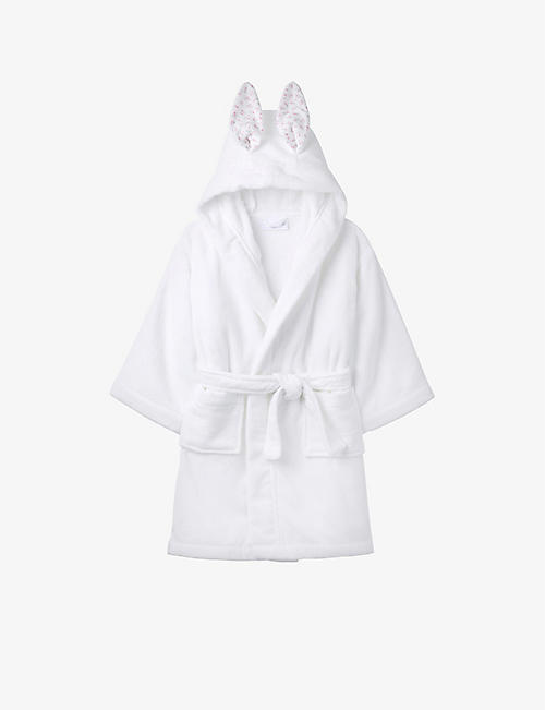 THE LITTLE WHITE COMPANY: Bunny hooded velour robe 1-10 years