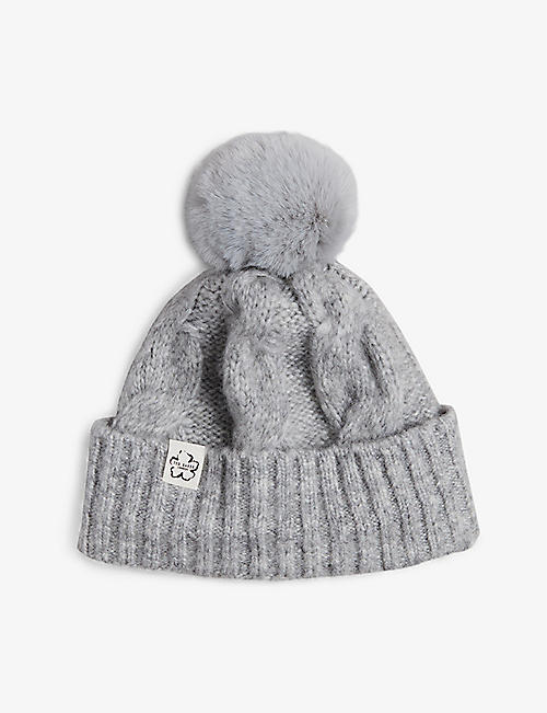 TED BAKER: Hannss cable-knit wool-blend bobble hat