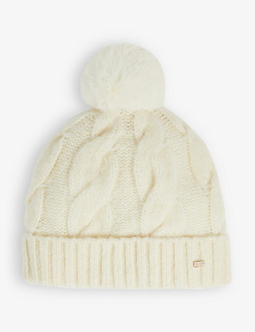 TED BAKER: Hannss cable-knit wool-blend bobble hat