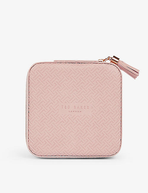 TED BAKER: Brand-print faux-leather zipped jewellery box