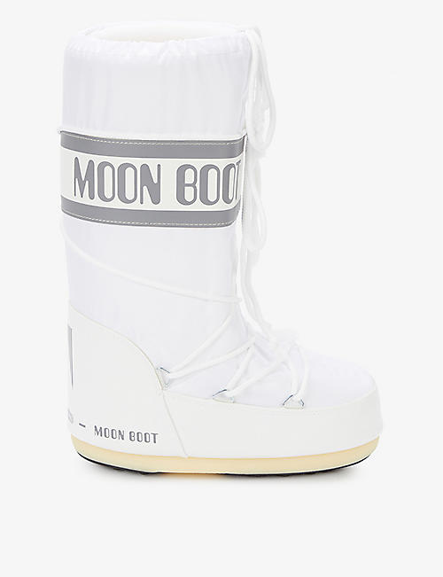 MOON BOOT: Brand-print lace-up shell snow boots