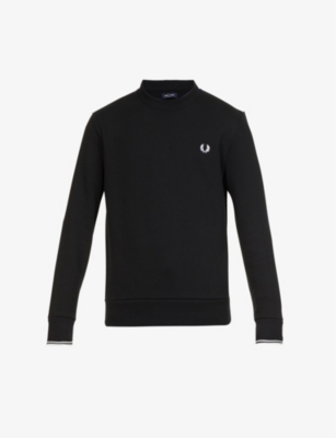 Brand-embroidered crewneck cotton-blend sweatshirt