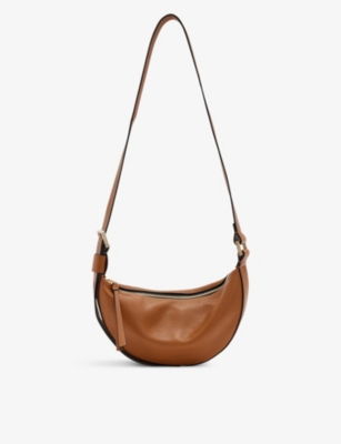 Allsaints Womens Sepia Brown Half Moon Leather Cross-body Bag