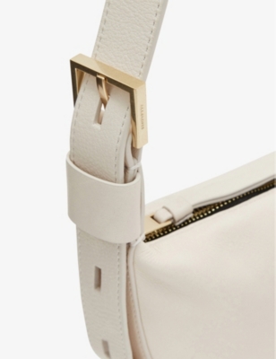 Shop Allsaints Womens White Half Moon Leather Cross-body Bag
