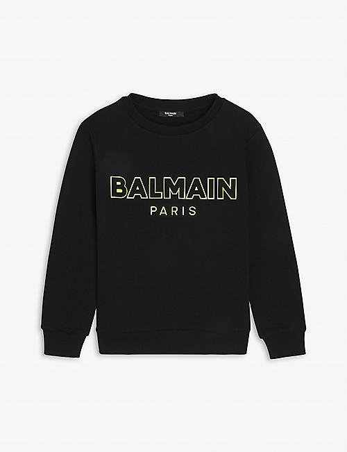 BALMAIN: Outline logo cotton sweatshirt 6-16 years
