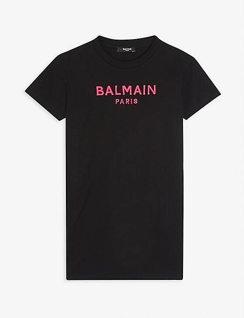 BALMAIN: Logo-print cotton T-shirt dress 4-16 years