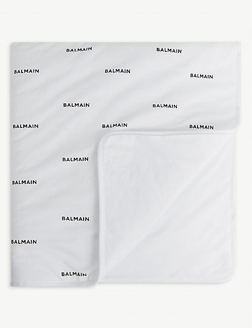 BALMAIN: Logo-print cotton blanket