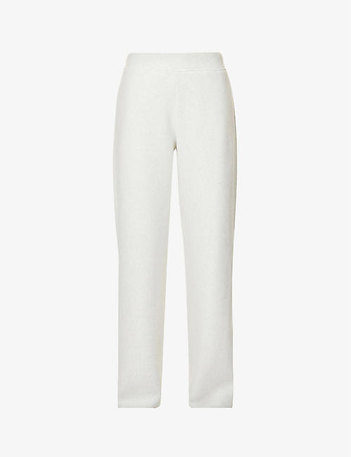 VINCE: Speckled-weave wide-leg high-rise cotton-blend trousers
