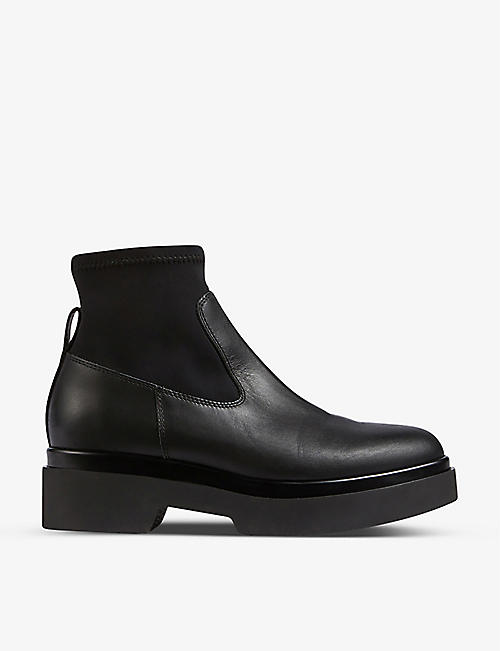 LK BENNETT: Luna leather and nylon-stretch ankle boots