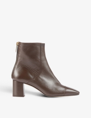 LK BENNETT Maxine square toe leather heeled ankle boots Selfridges