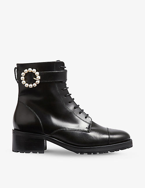 LK BENNETT: Martina buckle-trim leather ankle boots