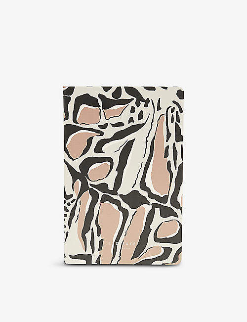 TED BAKER: Notega giraffe-print A5 notebook 21cm