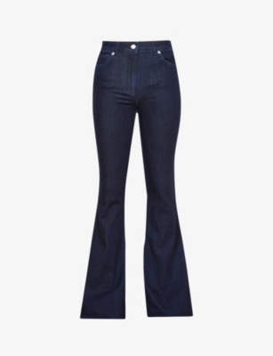 Reiss Womens Dark Indigo Beau Skinny Flared High-rise Stretch-denim Jeans In Mid Blue