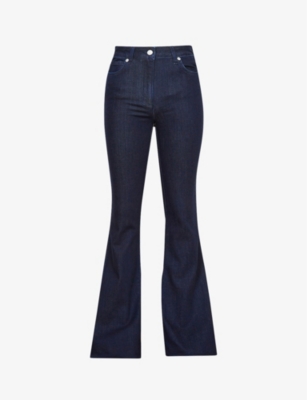 REISS REISS WOMEN'S DARK INDIGO BEAU SKINNY FLARED HIGH-RISE STRETCH-DENIM JEANS,49820349