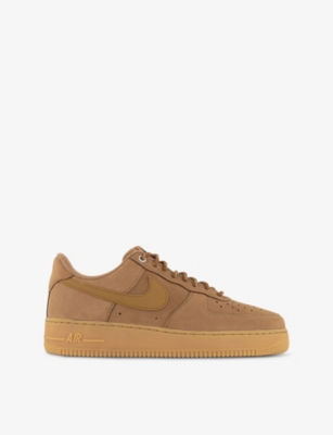 Nike Mens  Air Force 1 '07 Suede And Leather Low-top Trainers In Flax Wheat Gum Light Bro