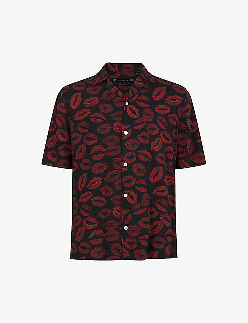 ALLSAINTS: Kiss graphic-print relaxed-fit woven shirt