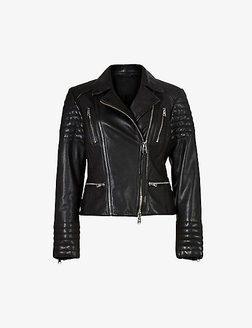 ALLSAINTS: Leoni slim-fit leather biker jacket