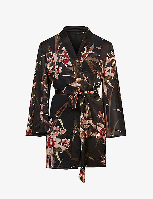 ALLSAINTS: Elsie floral-print woven kimono