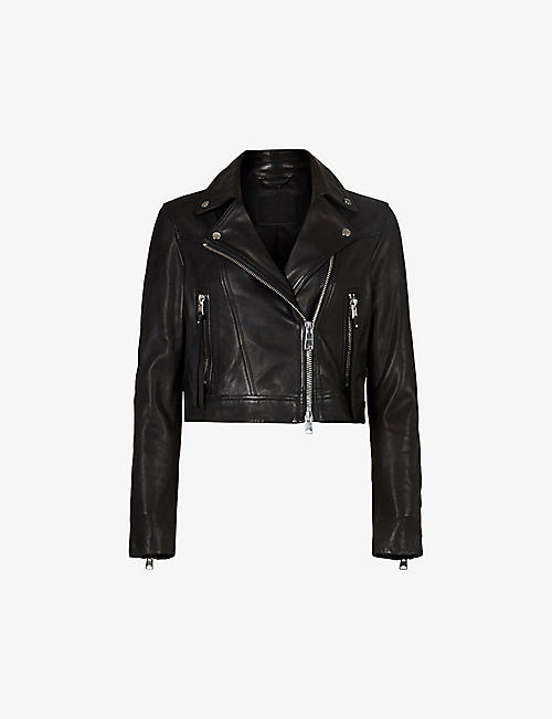 ALLSAINTS: Rift cropped leather jacket