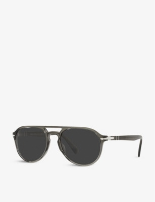Shop Persol Womens Grey Po325s Aviator-frame Acetate Sunglasses