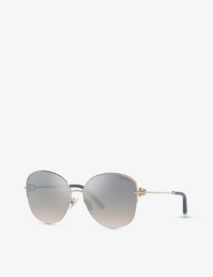 Shop Tiffany & Co Tf3082 Butterfly-frame Metal And Acetate Sunglasses In Gold