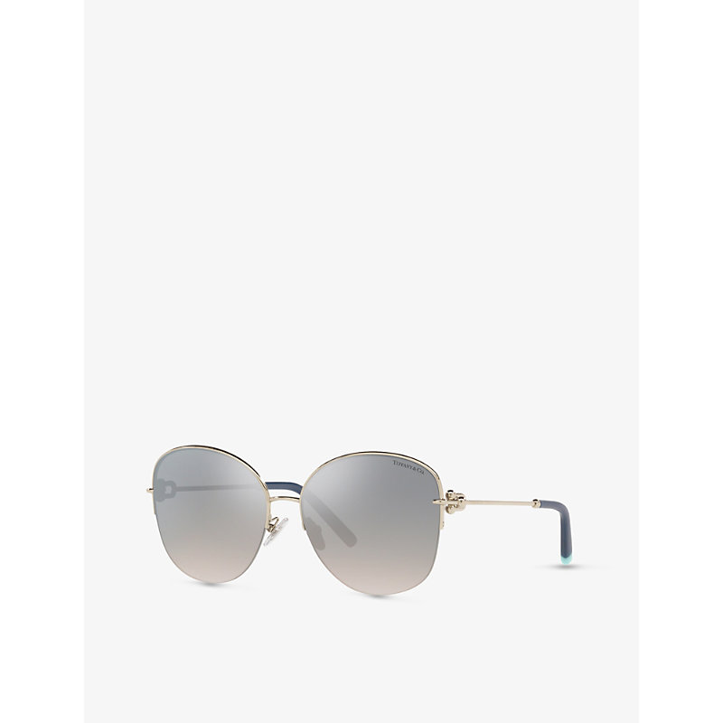 Shop Tiffany & Co Tf3082 Butterfly-frame Metal And Acetate Sunglasses In Gold