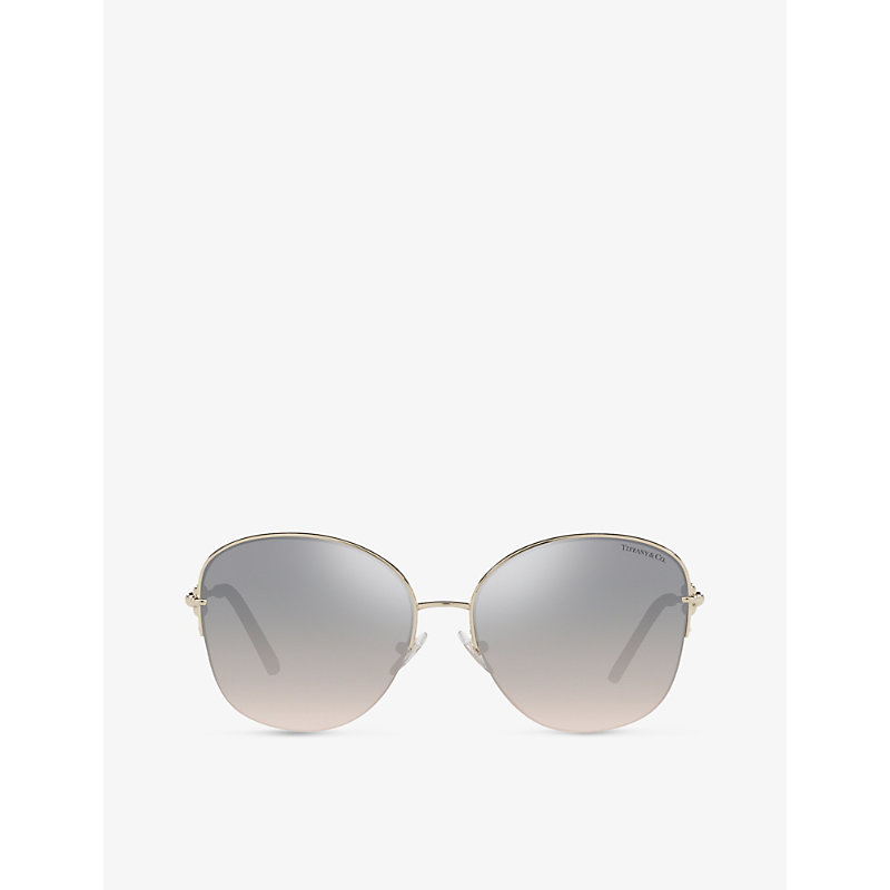 Shop Tiffany & Co Tf3082 Butterfly-frame Metal And Acetate Sunglasses In Gold