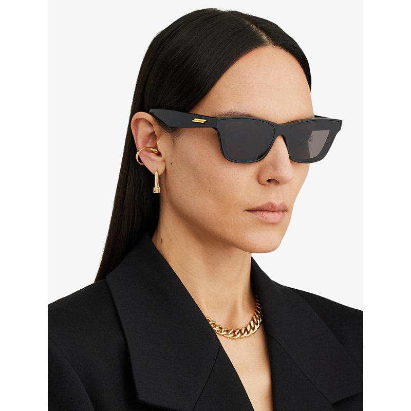 Shop Bottega Veneta Women's Black Bv1119s Cat-eye Acetate Sunglasses