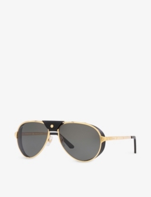 Shop Cartier Women's Gold Ct0296s Aviator-frame Metal Sunglasses