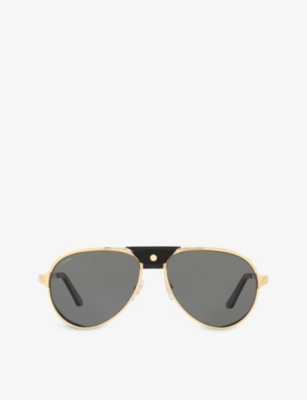 Cartier Womens Gold Ct0296s Aviator-frame Metal Sunglasses In Gold