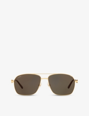 Cartier Womens Gold Ct0306s Aviator-frame Metal Sunglasses