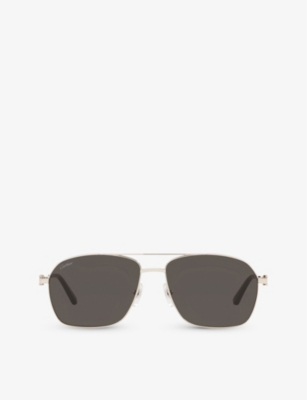 Cartier Womens Silver Ct0306s Aviator-frame Metal Sunglasses