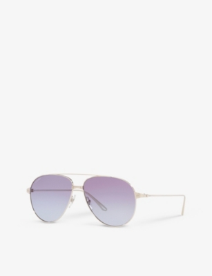 Shop Cartier Women's Silver Ct0298s Aviator-frame Metal Sunglasses