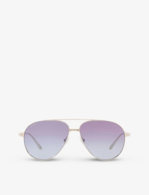 CARTIER CT0298S aviator frame metal sunglasses Selfridges