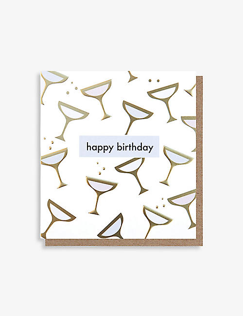 CAROLINE GARDNER: Happy Birthday cocktails greetings card 14.6cm x 16cm