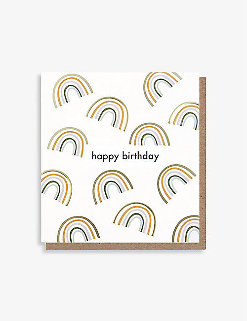 CAROLINE GARDNER: Happy Birthday rainbows greetings card 14.6cm x 16cm