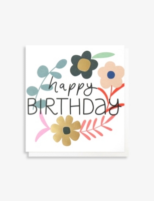 CAROLINE GARDNER - Happy Birthday floral-print greetings card  x   