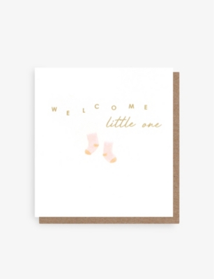 CAROLINE GARDNER: Welcome Little One greetings card 13.5cm x 12.5cm