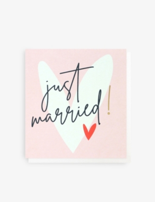 CAROLINE GARDNER: Just Married Hearts greetings card 13.5cm x 12.5cm