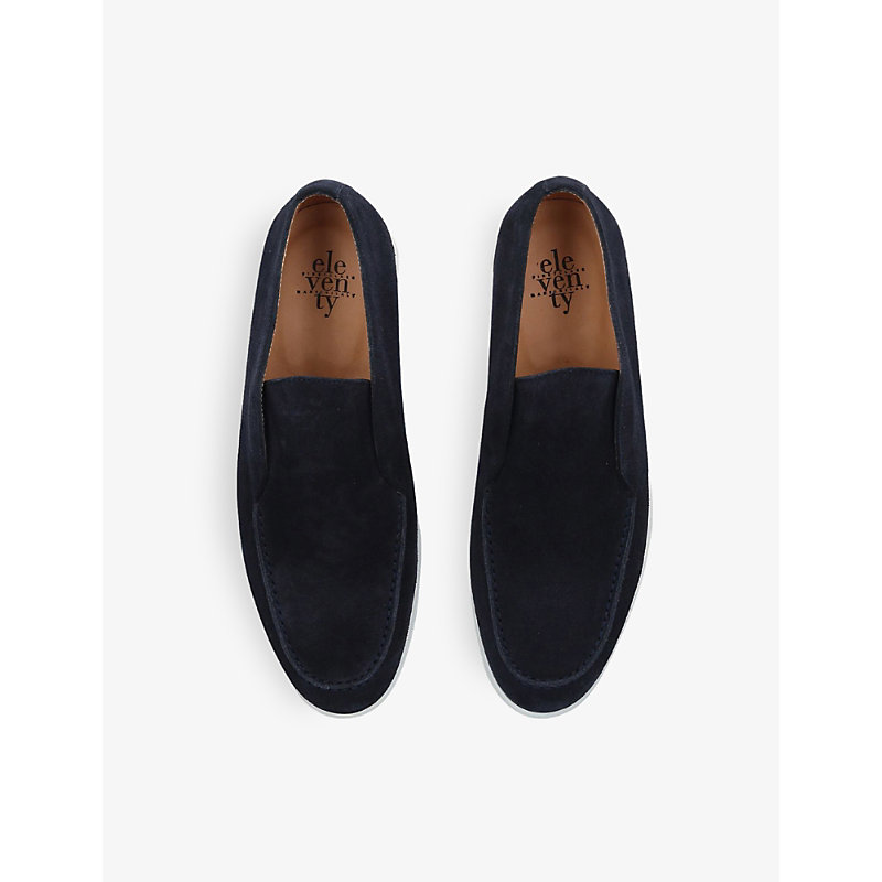 Shop Eleventy Slip-on Suede Ankle Boots In Navy