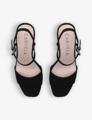 Shop Carvela Women's Black Glisten Faux-suede Wedge Sandals