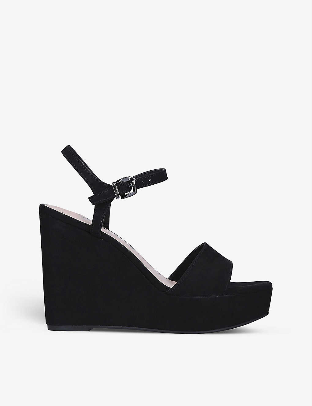 Carvela Glisten Faux-suede Wedge Sandals In Black