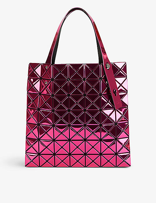 BAO BAO ISSEY MIYAKE: Platinum geometric-pattern shell tote bag
