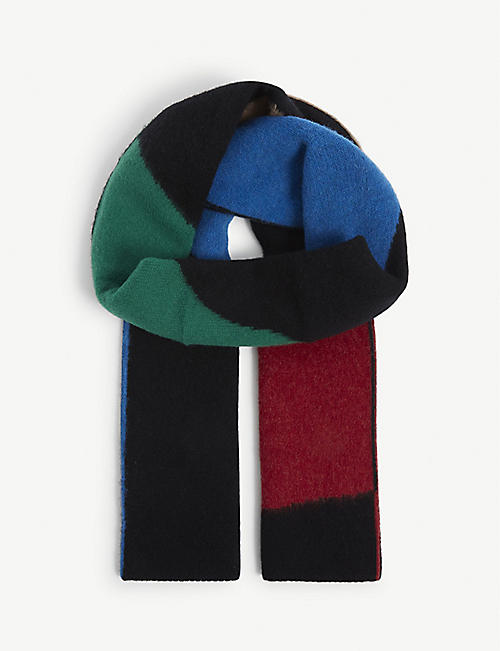 HOWLIN': Paradise Mix colour-blocked wool scarf 180cm x 24cm