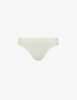 SKIMS Ribbed stretch-cotton thong