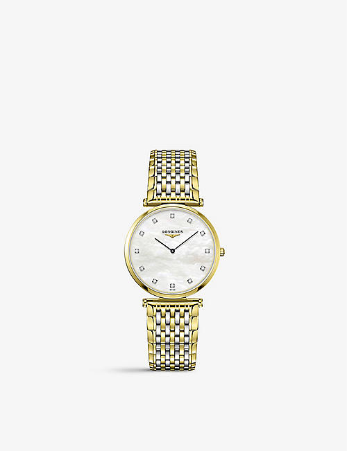 LONGINES: L47092887 La Grande Classique PVD-plated stainless-steel and 0.081ct brilliant-cut diamond quartz watch