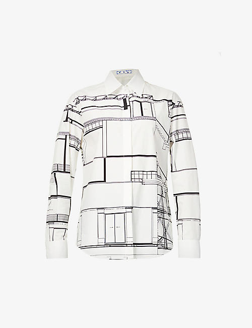 OFF-WHITE C/O VIRGIL ABLOH: Palace graphic-print cotton-poplin shirt