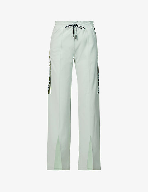 OFF-WHITE C/O VIRGIL ABLOH: Split-hem wide-leg high-rise stretch-woven trousers
