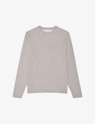 Reiss Adam Stretch-jersey Sweatshirt In Taupe Melange
