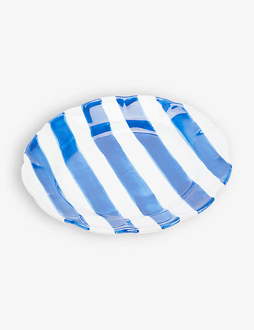 POPOLO: Striped circular ceramic dinner plate 20cm